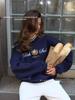 European Autumn/Winter 2025 Women's Stylish Printed Pullover: Loose, Versatile, Plus Velvet, Round Neck Sweatshirt