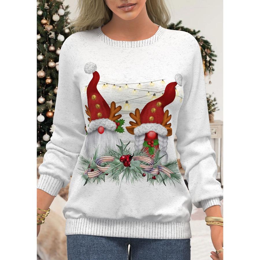 Topuri de damă Îmbrăcăminte ocazională Tricou cu umăr raglan cu imprimeu cu om de zăpadă de Crăciun