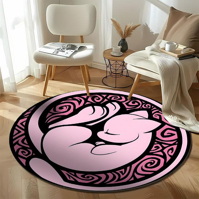 

Best Seller! Pokemon Pikachu Eevee Pikachu Round Rug Anime Style Non-Slip Area Carpet for Bedroom Living Room Home Decor Mat 60cm