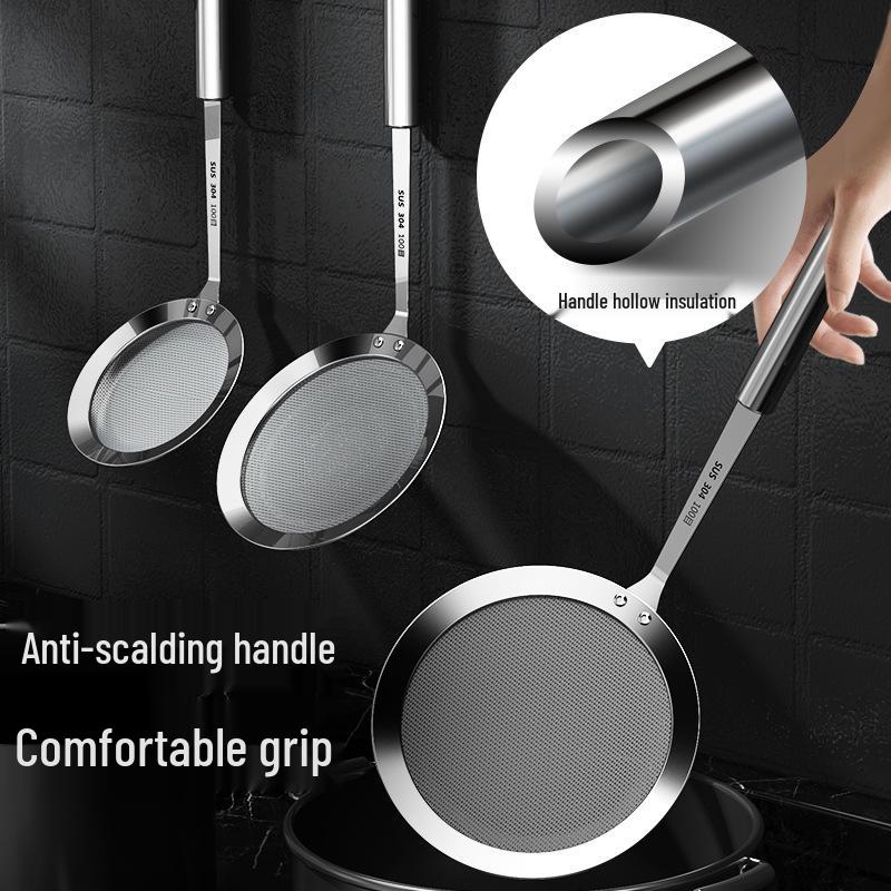 304 Stainless Steel Oil Separator Skimmer Spoon - 100 Mesh Colander and Sieve for Soy Milk and Flour