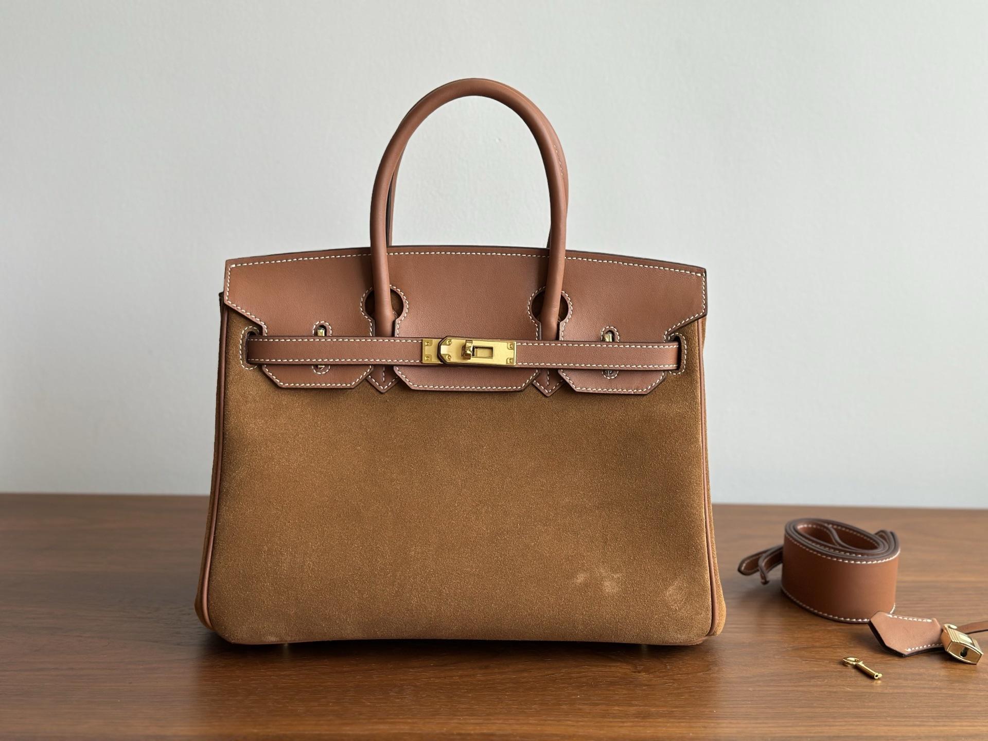 High End Genuine Leather Frosted Women s Retro Cowhide Suede Single Shoulder Handheld Maillard Fashion Versatile Temperament 25x20x13cm