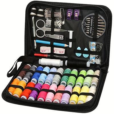 Kit de costura con 100 suministros y accesorios de costura: kit de hilos, agujas e hilos de 24 colores para pequeñas reparaciones