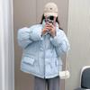 Autumn and Winter Long Sleeve Loose Down Jacket Women Fashion Solid Short Soft Warm Down Jackets Women Vintage Simple Zipper Woman Coat 25459