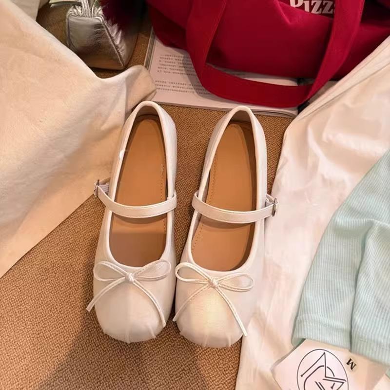 French Ballet Bow Single Shoes Women's Skirt 2025 Summer New Fairy Style Soft Flat Mary Jane Shoes