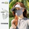 Women Full Face Uv Protection Large Brim Open Top Sun Hat With Integrated Face Shield
