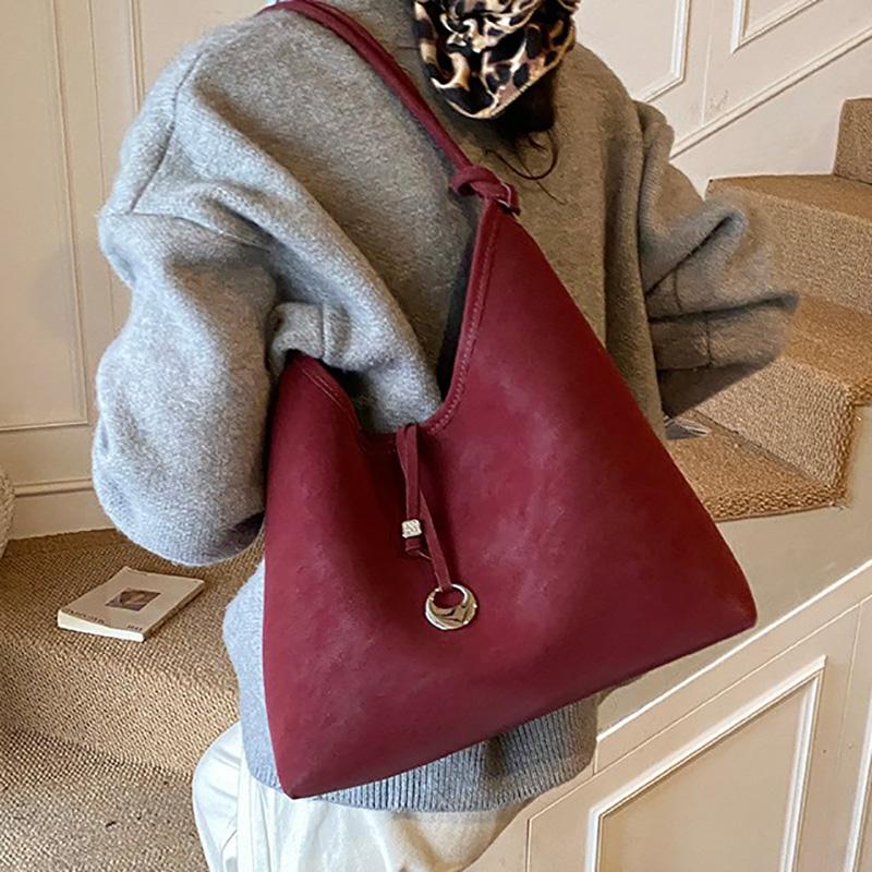Retro Suede Buet Tote Bag Women's Large Capaci Single Oulder Bag Versatile Winter Commuter Bag Soft Leather Underarm Bag Fashion