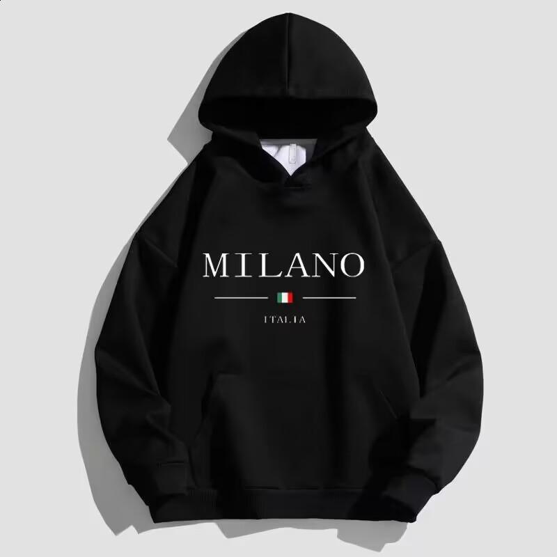 Mens Hooded Cotton Blend Sweatshirt With Printed Design Regular Fit Casual Wear