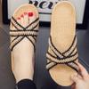 Women's Slippers Men Home Summer Cross Strap Ladies Casual Shoes Linen Slippers