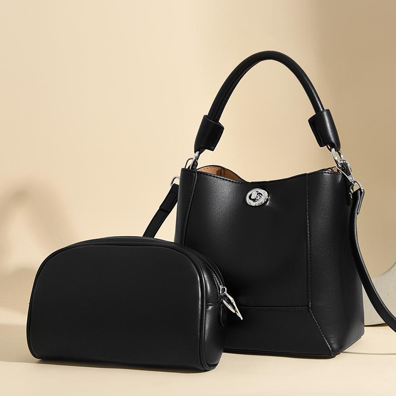 Fashion Two In One PU Leather Women Shoulder Bag New Brand Crossbody Bag Casual Retro Solid Color Female Travel Shopper Tote Bag