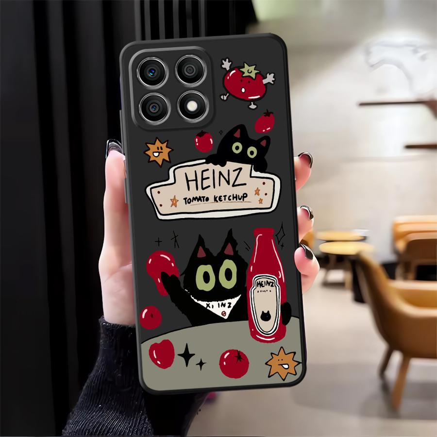 

Tomato Sauce Cat Funda Phone Cover Case for Honor 200 400 Lite 8X X5b Magic5Lite 90 X7 70 X6 X9a X8 Honor 90 Pro