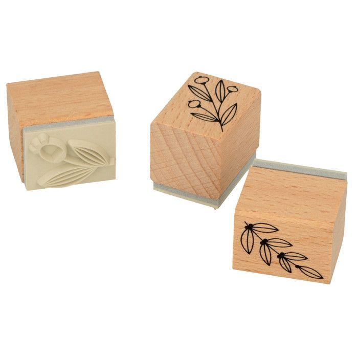 Wooden Stamp Set - ARTEMIO - Splendid Christmas - 3 Stamps - Foliage Theme - Durable Rubber