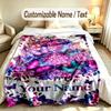 Butterfly Theme Soft Blanket Personalized Custom Name Text Print Warm Blanket Home Sofa Bedroom Decor