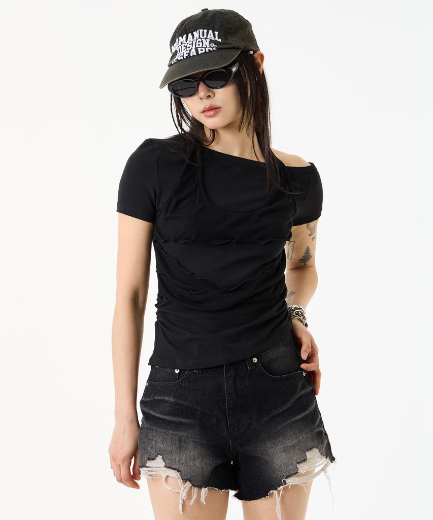 UNKNOWN PLANET Vintage Damaged Cutoff Shorts Black