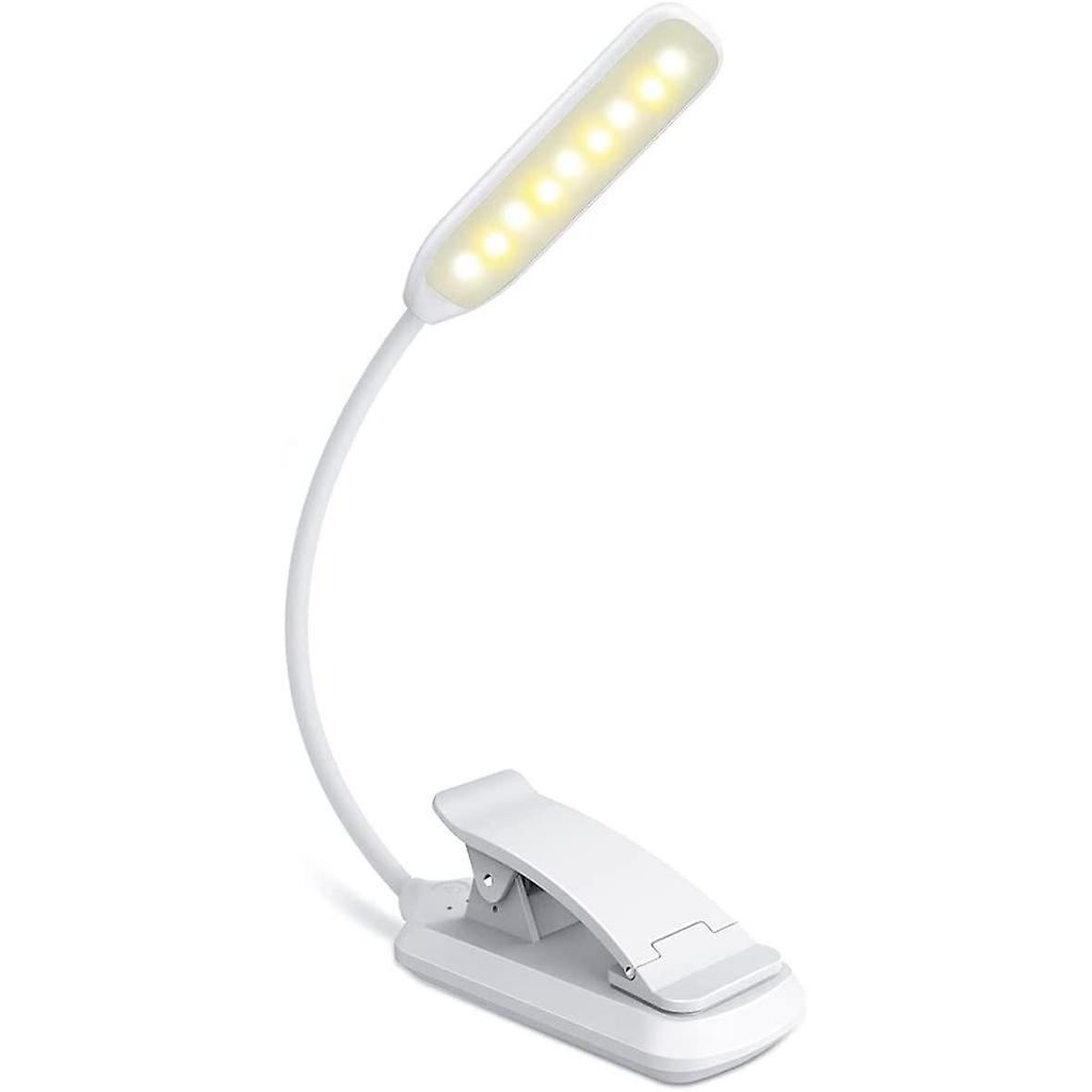 LED-Leselampe, Wiederaufladbare Leselampe in 3 Helligkeitsstufen (kaltes Weiß/warmes Gelb), Stufenlos dimmbare Leselampe für Buch Weiß