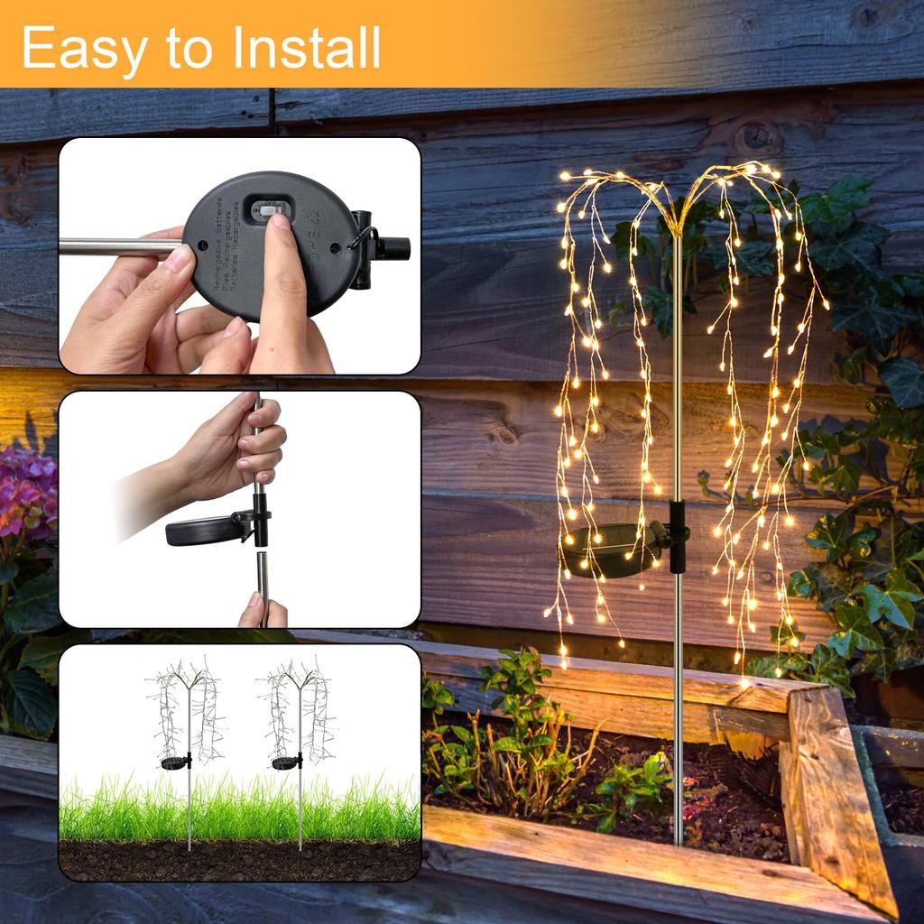 1 Pack Solar Gartenleuchten Außendekor Künstliche 120 LED Baumlichter Hof Pflanzgefäß Terrasse Rasen Blumenbeet Pfad Dekorative Außen