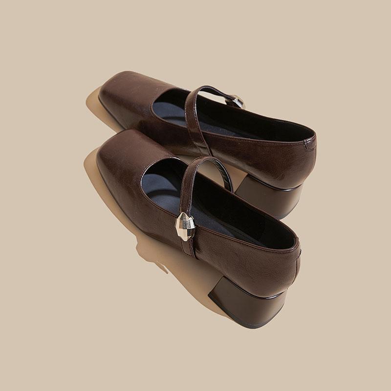 Fashion AIYUQI Mary Jane Shoe Girl 2025 New Women's High Heels Square-Toe Vintage Large-Size Strapless Shoes Women Dress Shoes Female