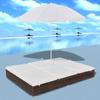Chaise longue - vidaXL - Double - Résine tressée - Coussins amovibles - Parasol inclus