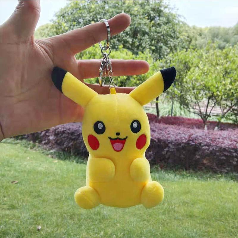 Plush Endearing Pikachu Backpack With Keychain Cartoon Character Toy Ideal For Gifts