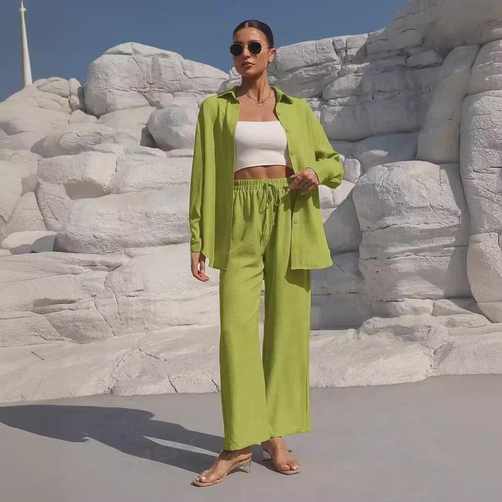 2025 Herbst Damenmode Zweiteiler: Lockere Strickjacke & Weitbeinige Hose