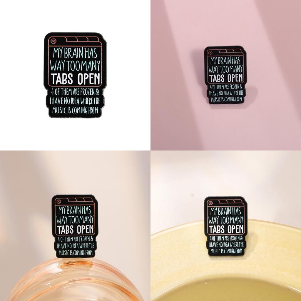 Vintage Style Black Letter Metal Badge Brooch Unique Minimalist Fashion Accessory