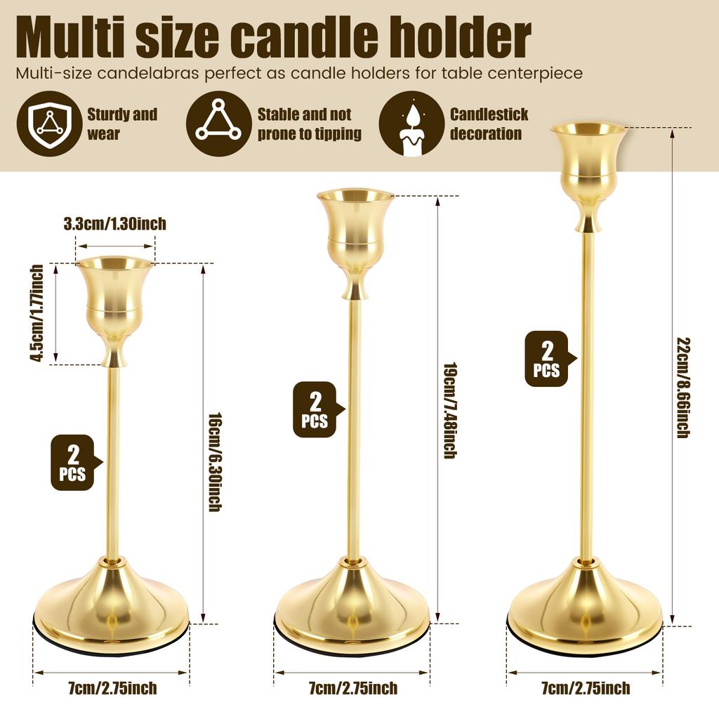 4/6 Pcs Metal Candle Holders Fashion Table Decoration Candlestick Creative Tabletop Taper Candle Stick Stand for Home Decoration
