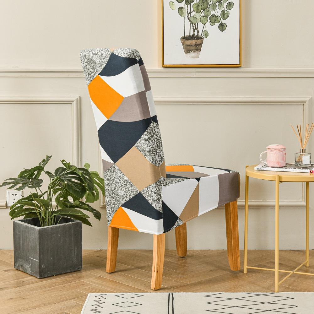 High Back Printed Elastic Large Diagonal Chair Cover Hotel Home Restaurant Chair Cover