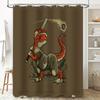 Dinosaurier Baseball Duschvorhang Lustiger T-Rex Sport Badezimmer Dekoration Waschraum Hängendes Bild Neuheit Geschenk Zuhause