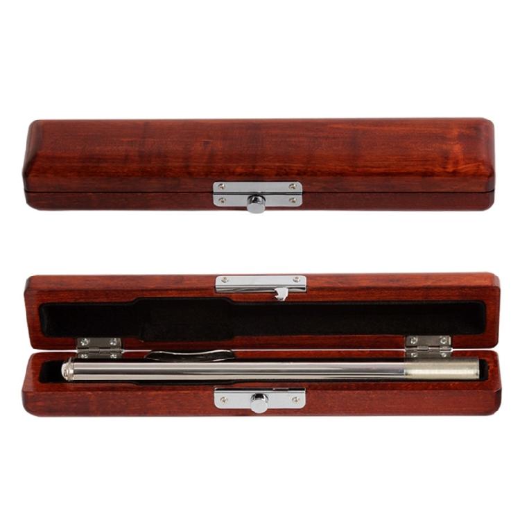 Vintage Flute Head Joint Storage Box with Soft Interior Wood Texture Perfect for Instrument Maintenance and Safekeeping