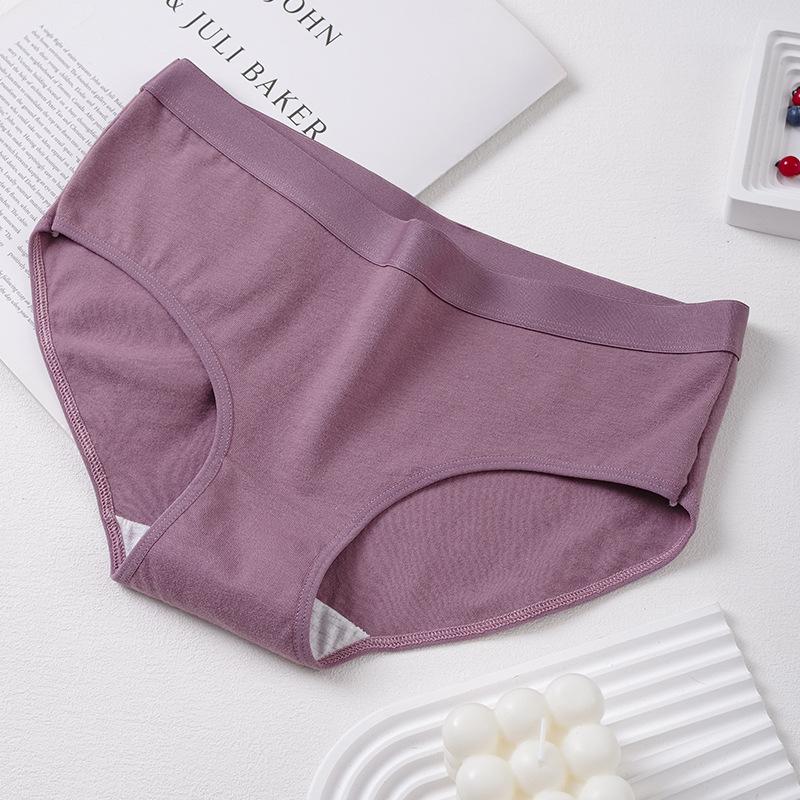 Women's Pure Cotton Underwear Mid Waist Briefs Breathable Hip Hugging Triangle Panties