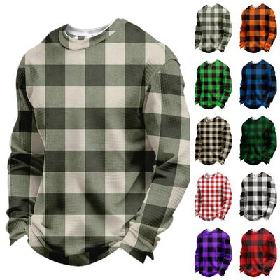 Casual herentop met lange mouwen en digitale print, herentop met ronde hals en lange mouwen