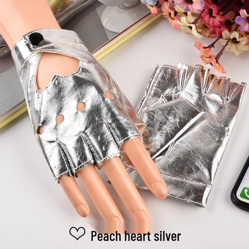 Modell Halbfinger Nieten PU Cosplay Punk Nachtclub Handschuhe für Damen
