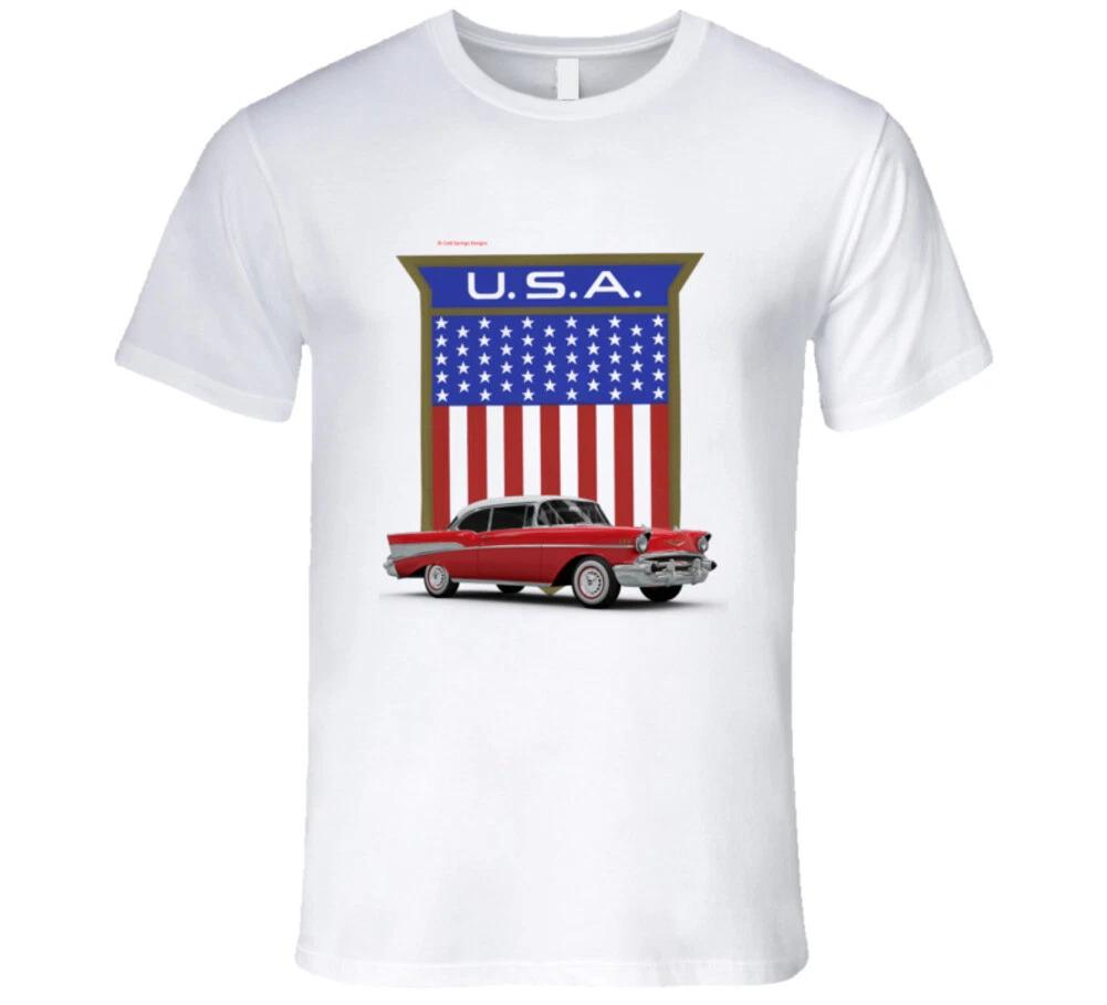 1957 Chevrolet Belair American Flag Usa Classic Chevy Gift T Shirt 2XL