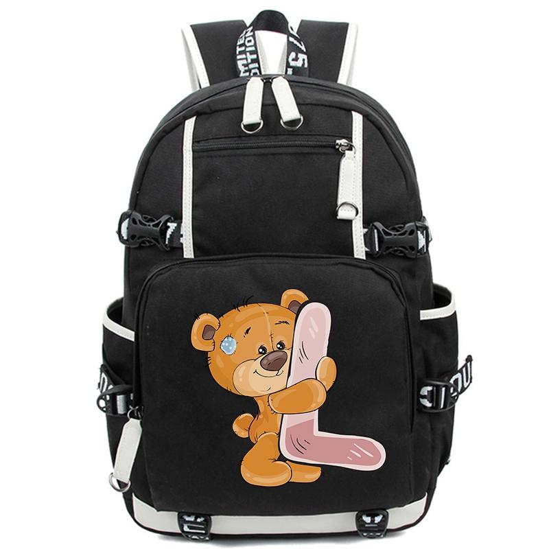 Little Bear 26 Englische Buchstaben Student Junge Mädchen Schulranzen Rucksack Kinder Teenager Cartoon Bagpack Wasserdichte Schultasche