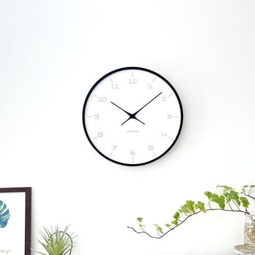KATOMOKU Plywood Wall Clock, Black, km-71BK, Sweep Movement, 304mm Diameter (quartz Clock)