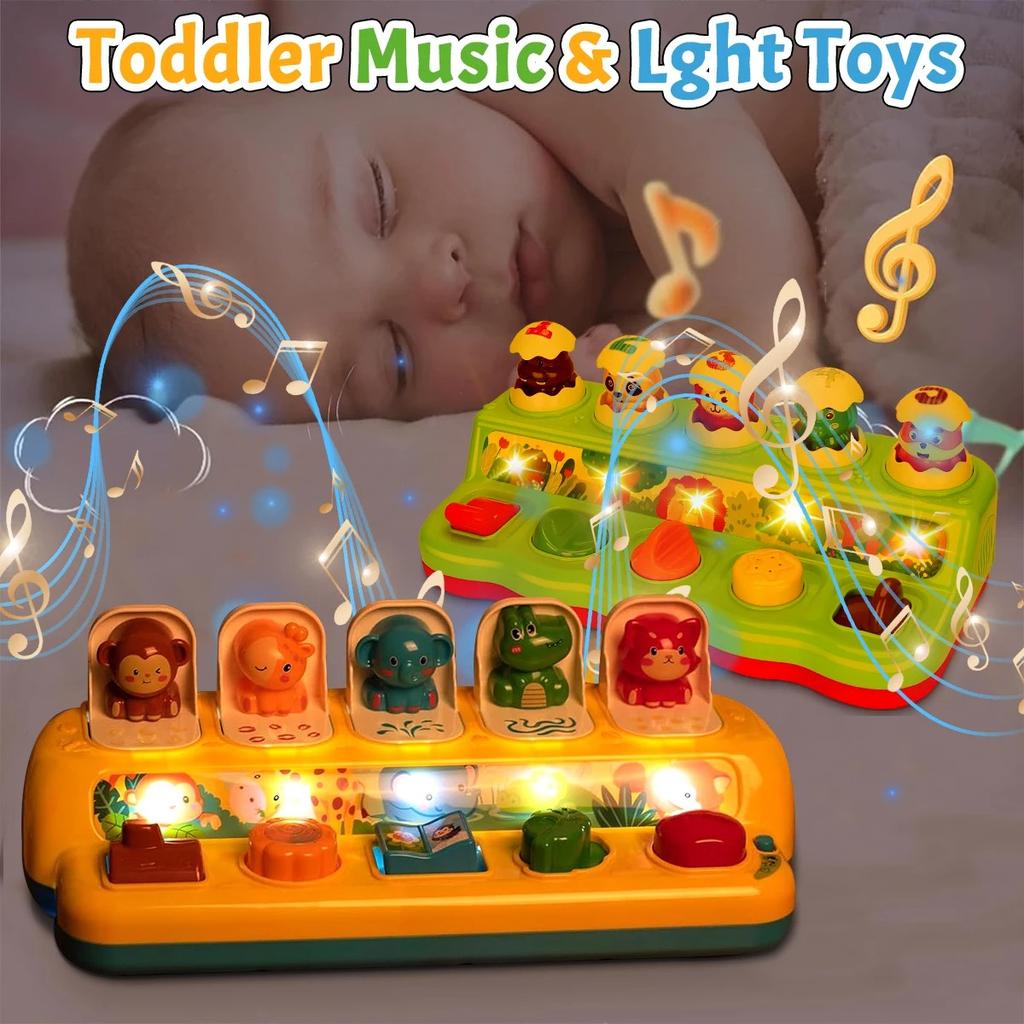 Interaktives Pop-Up-Tier-Spielzeug Peekaboo-Schalter-Knopf-Box Schatz-Überraschungsbox Versteckspiel Baby Früherziehung Puzzle-Spiel
