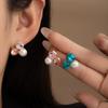 Fresh Temperament Pearl Crystal Sugar Cube Stud Earrings Light Luxury Gentle Niche Design Versatile Fashion Earrings