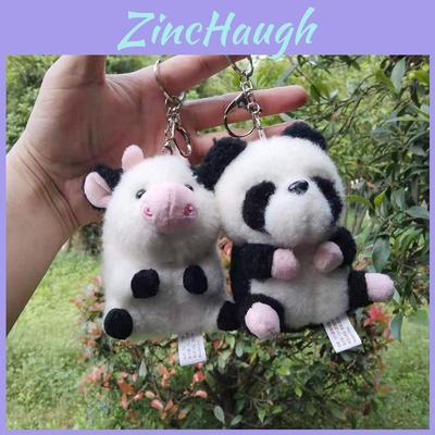 Sevimli İnek ve Panda Tasarımıyla Büyüleyici Peluş Hayvan Anahtarlık Mükemmel Hediye