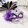 Fancy Dress Accessory Masquerade Masque for Women, Glitter Venetian Half Face with Side Floral Party Flower And Feather Halloween Costume, Mardi Gras,