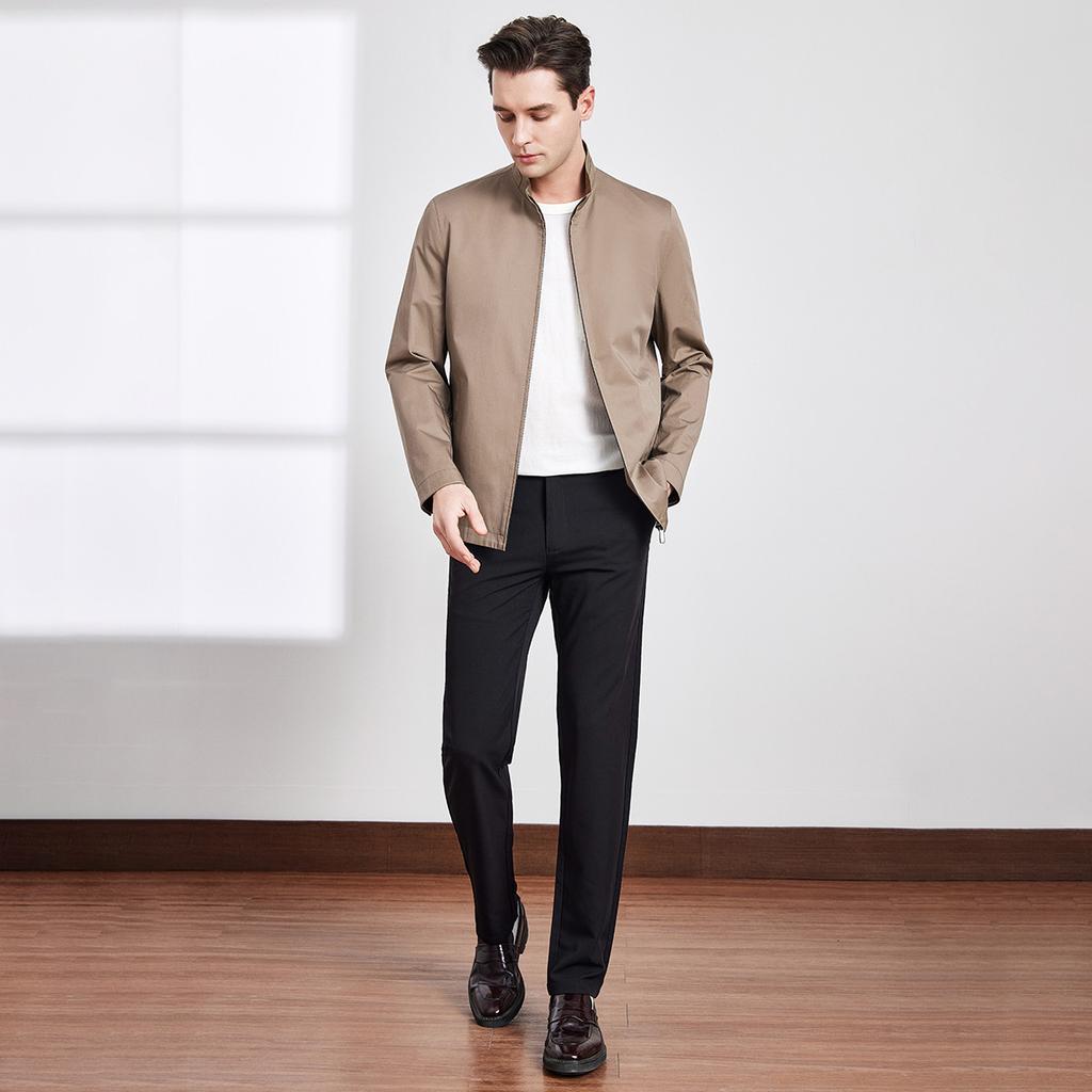 [Business Classic&100% Cotton] Light Luxury, Simple, Straightforward Stand up Collar Jacket for Men's Spring and Autumn Top Coat