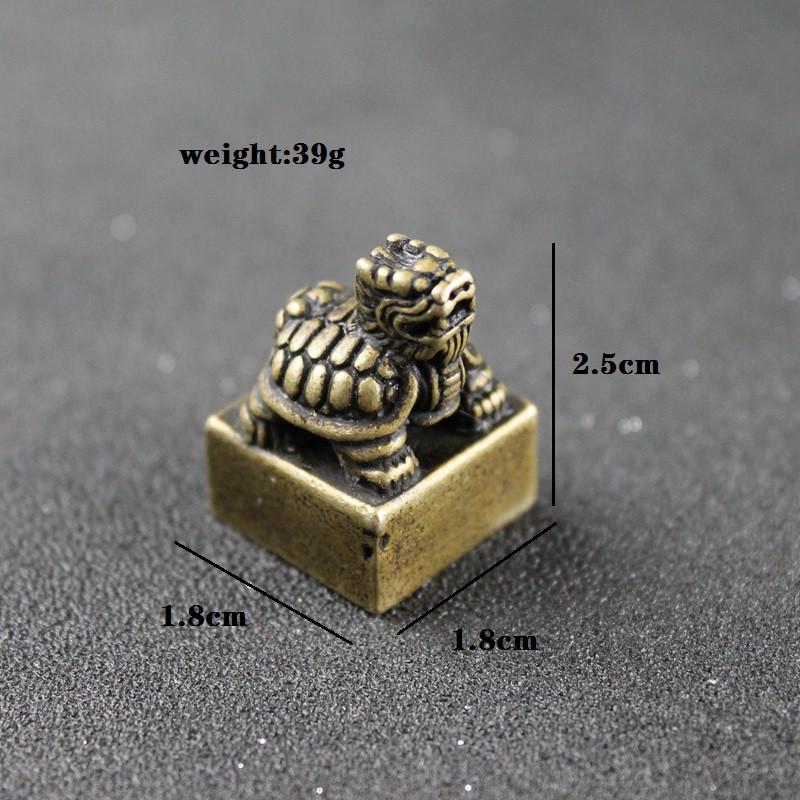 Retro Solid Brass Dragon Turtle Seal Statue Chinese Feng Shui Lucky Home Decorations Ornaments Lovable Animal Figurines Desk