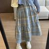 Vintage Plaid Wool A-line Skirt for Women - High Waist, Mid-Length, Autumn/Winter 2025 Collection