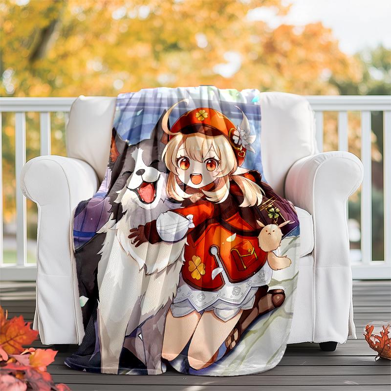 Genshin Impact characters printed throw blanket—soft,warm;versatile blanket for all seasons—perfect as &air-conditioning throw,nap blanket
