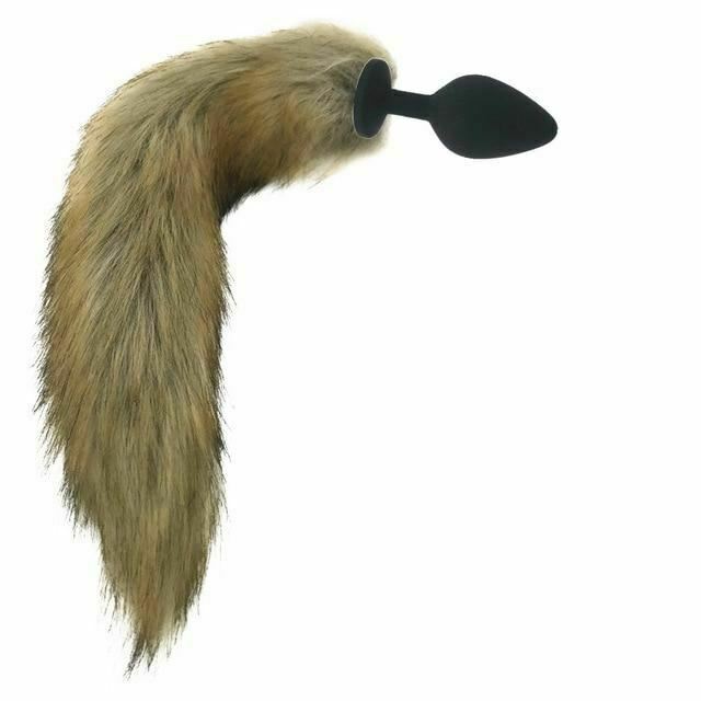 Brown Fox Tail Stainless Steel Anal Butt Plug Pet Play  Butt Plug Tails