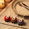 Small Lightweight Xmas Tree Ornaments Christmas Felt Elk Hanging Ornaments, Cute Fuzzy Pom Reindeer Handmade Plush Decor Pendant, Holiday Party Winter