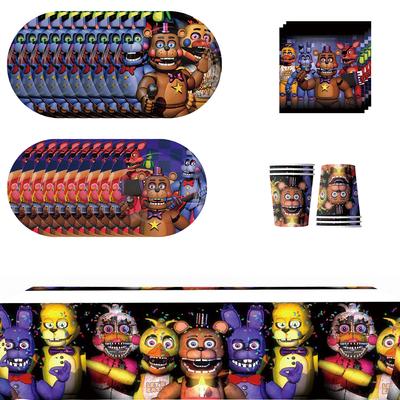 51 pezzi di stoviglie Five Nights at Freddy's includono tovaglie, piatti, tovaglioli, tazze