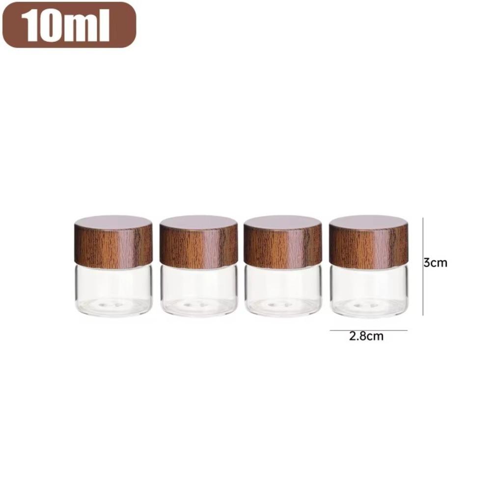 4pcs New 10/20/30ml Glass Bottle Wooden Lids Airtight Canisters Sealed Container Coffee Bean Glass Tube Kitchen