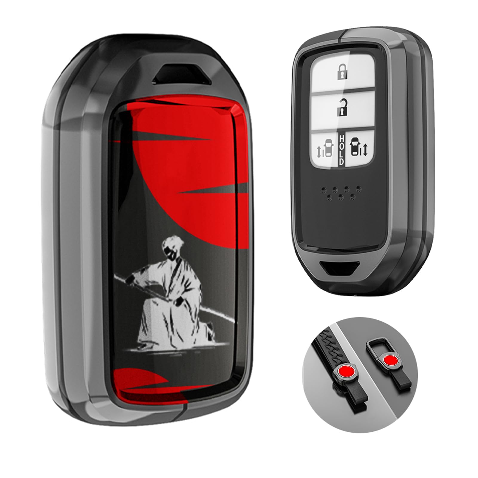 

Чехол для смарт-ключа для Honda с кнопками бесключевого доступа для Honda Civic Accord Fit Pilot. Изготовлен из высококачественного ТПУ и с японским этот модный смарт-ключ чёрный