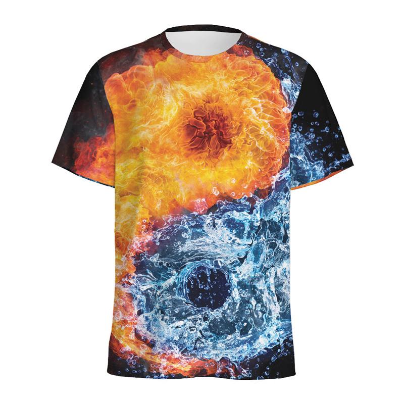 Černé Bílé Vzor Jin Jang Pánské Tričko Cool Street Kulatý Výstřih Krátký Rukáv Trička Top Dámské Léto 3D Tištěná Volná Trička