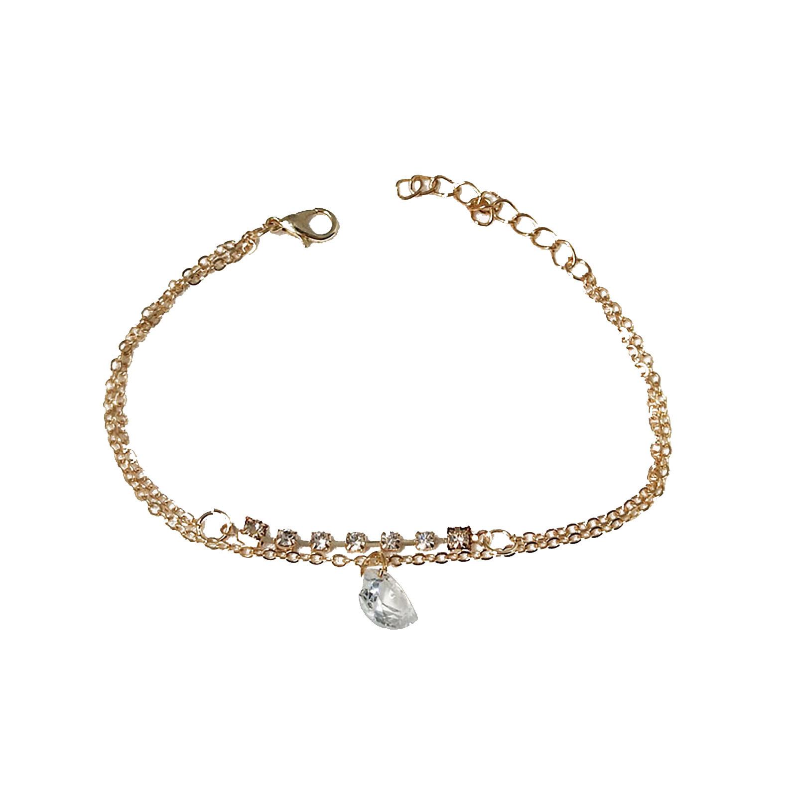 Изысканный модный двойной браслет в форме сердца с кристаллами, женский браслет