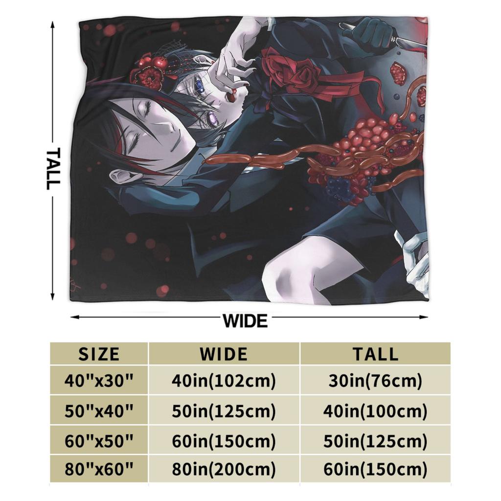 Sebastian Michaelis Ciel Flannel Blankets Blackbutlers Funny Throw Blankets for Home Hotel Sofa 150*125cm Bedspreads